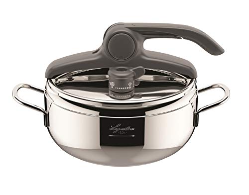 Lagostina Irradial Control Lagoeasy'UP 3,5 l Schnellkochtopf aus Edelstahl 18/10, Ø 22 cm, Dampfkochtopf für Induktion und Gas, Vereinfachtes Öffnen des Deckels, mit 3-lagigem Irradial-Plus-Boden