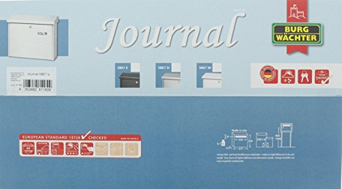 BURG-WÄCHTER Briefkasten, Mit Namensschild und Öffnungsstopp, A4 Einwurf-Format, Inkl. 2 Schlüsseln, Verzinkter Stahl, Journal 5867 Si, Silber - obrazek 4