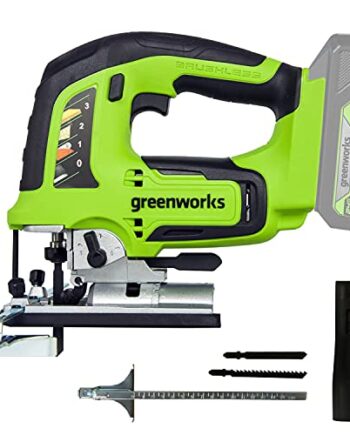 Greenworks Akku-Stichsäge GD24JS (Li-Ion 24 V 25,4 mm Klingenlänge 3000 Stiche pro Minute werkzeugloser Klingenwechsel mit LED-Licht ohne Akku und Ladegerät)