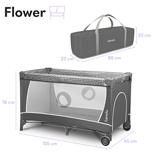 Lionelo Flower Łóżeczko Turystyczne Dla Niemowląt Z Wejściem Bocznym, - obrazek 2