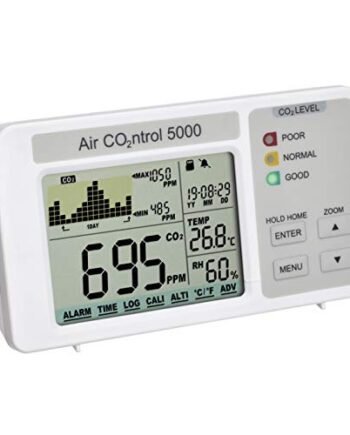 TFA Dostmann 31.5008.02 AIRCO2NTROL 5000 CO2-Messgerät mit Datenlogger, L90 x B70 x H165 mm, Weiss