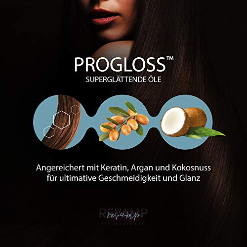 REVAMP Glätteisen Locken & Glätten 'Progloss Digital Keramik' 80-235°C - Professionelles Glätteisen mit Temperaturschutz und 3m Kabel in Salonlänge - Angereichert mit Progloss Ölen (Schwarz) - obrazek 2