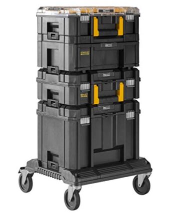 Stanley FatMax Pro-Stack Werkzeug-Tower (bestehend aus Organizer, Schubladenbox, Kofferbox, tiefe Box und Roll-Cart, vielseitig einsetzbar, für alle Handwerker, Installateure, Heimwerker) FMST1-80107