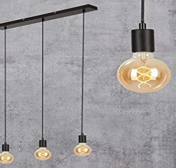 Briloner Leuchten - Pendelleuchte, Pendellampe, 3-flammig, Hängelampe retro/vintage, Black Steel, 3x E27, max. 60 Watt, Schwarz