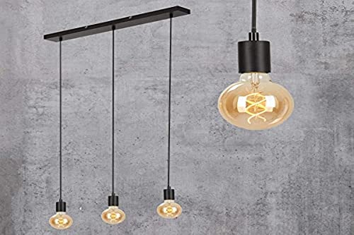 Briloner Leuchten - Pendelleuchte, Pendellampe, 3-flammig, Hängelampe retro/vintage, Black Steel, 3x E27, max. 60 Watt, Schwarz