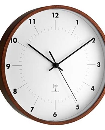 TFA Dostmann Analogowy radiowy zegar ścienny, z drewnianą ramą, design