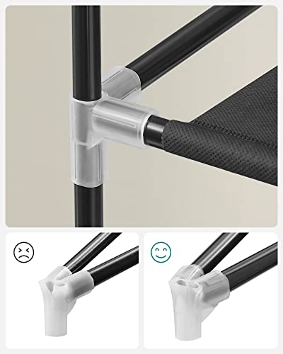 SONGMICS Schuhregal mit 10 Ebenen, 28 x 88 x 160 cm, Schuhschrank, Schuhaufbewahrung, mit staubdichtem Überzug, Schuh-Organizer, für High Heels, Sportschuhe, Metallgestell, schwarz RXJ36HV1 - obrazek 3