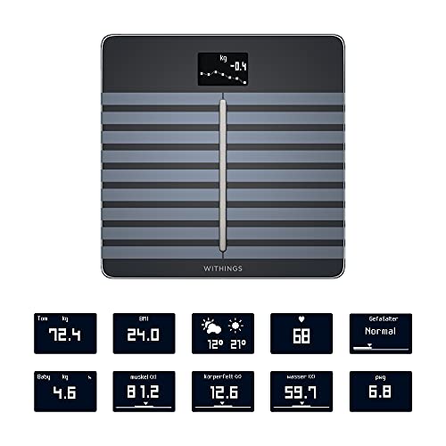 Withings Body Cardio – WLAN-Smart-Waage mit Körperfettwaage, Messung von Herzfrequenz, Gefäßalter, BMI, Körperfett, Muskelmasse und Wasseranteil % - Schwarz - obrazek 5