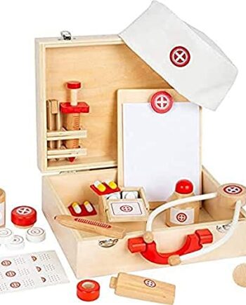 Small Foot Walizka lekarska z naturalnego drewna, zestaw do zabawy lek