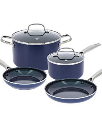 Blue Diamond, 6-teiliges Keramik-Set mit Diamantpartikeln – bekannt aus dem TV | Töpfe + Deckel + Pfannen |