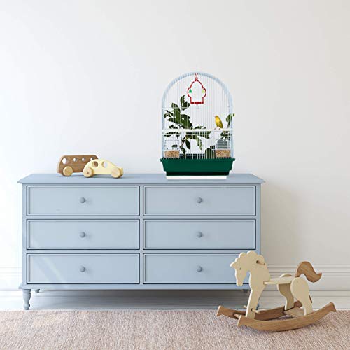 Relaxdays Vogelkäfig, klein, Wellensittich, Kanarienvögel, Sitzstange, Futternapf, HxBxT 49,5 x 34,5 x 28 cm, weiß/grün - obrazek 8