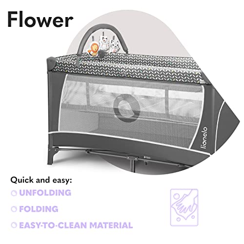 Lionelo Flower Łóżeczko Turystyczne Dla Niemowląt Z Wejściem Bocznym, - obrazek 4