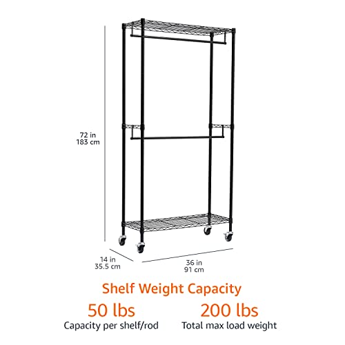 Amazon Basics Regulowany wieszak na ubrania z dwoma drążkami, stojak, - obrazek 3