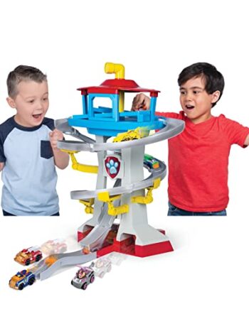 PAW Patrol, True Metal Adventure Bay Rettungsweg-Spielset mit 2 exklusiven Fahrzeugen im Maßstab 1:55