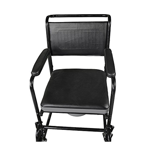 Mobiclinic, Toilettenstuhl mit Rollen, Barco, Europäische Marke, Toilettensitz für Ältere und Behinderte, WC Sitz, Klappbare Armlehnen, Abnehmbare Fußstützen, Mit Deckel, Feststellbremse, Schwarz - obrazek 2