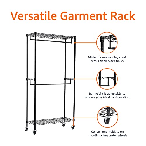 Amazon Basics Regulowany wieszak na ubrania z dwoma drążkami, stojak, - obrazek 4