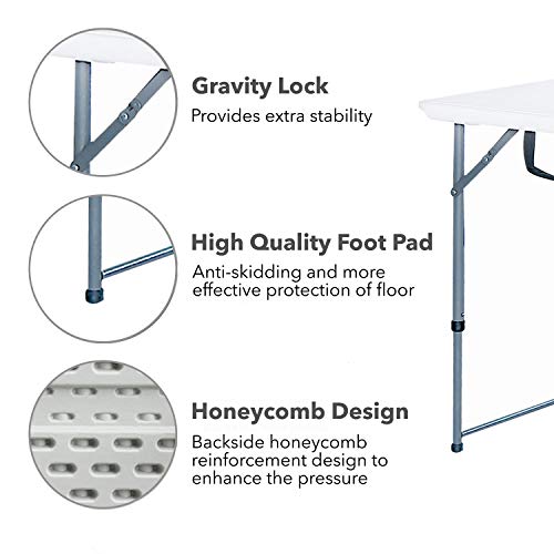 MaxxGarden - Campingtisch Klappbar Mit Griff Zum Tragen - Klapptisch Ideal Als Camping Tisch, Gartentisch, Biertisch & Dj Tisch - Schreibtisch Klappbar belastbar bis 150Kg - (120x60x74cm) - Weiß (S) - obrazek 3