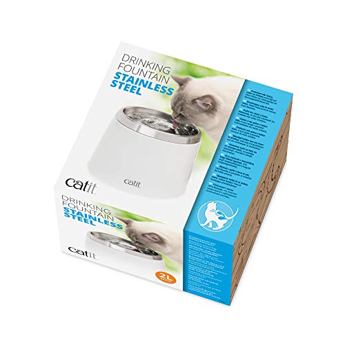 Catit Trinkbrunnen, für Katzen, mit Edelstahleinsatz, 2L, weiß - obrazek 2
