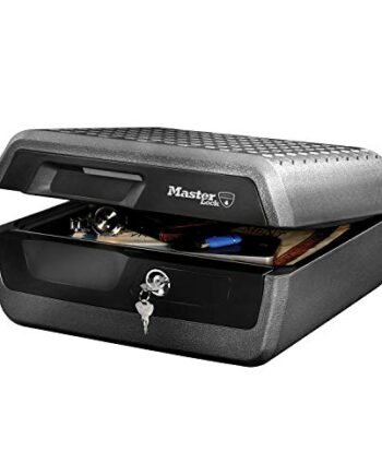 MASTER LOCK Sicherheitskassette [Feuer- und Wasserfest] [Large] [Schlüsselschloss] LCFW30100 – Für Ausweise, A4-Dokumente, kleine Elektrogeräte, Juwelen usw.