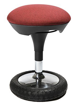 Topstar Sitness 20, ergonomischer Sitzhocker, Arbeitshocker, Bürohocker mit Schwingeffekt, Sitzhöhenverstellung, Bezug bordeaux rot