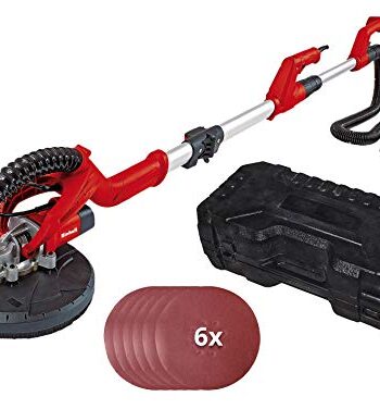 Einhell Trockenbauschleifer TC-DW 225 (600W, 1500 1/min max. Drehz., 225mm Schleifsch., Teleskopstiel, Schleifteller m. Klett, inkl. 6x Klett-Schleifscheiben)