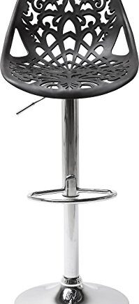 Kare Design Barhocker Ornament, modern, Design-Tresenstuhl mit Rücklehne, höhenverstellbar, mattschwarz-silber, Sitzhöhe 85cm