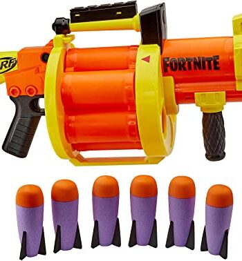 Nerf Fortnite GL Raketen-Blaster – Trommel für 6 Raketen, Pump-Action – enthält 6 Nerf Raketen – für Kinder, Jugendliche, Erwachsene