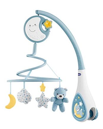 Chicco Next2Dreams Babybett Mobile mit Licht und Musik - 3 in 1 Baby Mobile Kompatibel mit Next2Me Babybett, mit Soundeffekten, Nachtlichtprojektor und Klassischer Musik - 0+ Monate, Blau