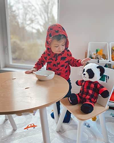 KidKraft 27027 Runder Holztisch mit Aufbewahrungsfach und 2 Stühlen in Naturfarben & Weiß - Kinderzimmermöbel - obrazek 4