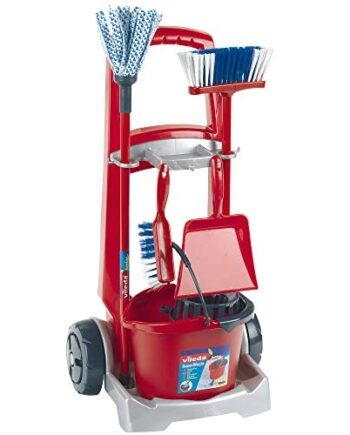 Theo Klein 6741 Vileda Besenwagen | Mit Wischmop, Eimer, Besen und vielem mehr | Vileda-Design | Spielzeug für Kinder ab 3 Jahren