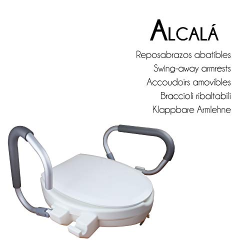 Mobiclinic, WC Sitzerhöhung für Senioren, Alcalá, Europäische Marke, Verstellbare Armlehne, Toilettensitzerhöhung mit Armlehnen und Decke, Toilettenhilfe, Weiß - obrazek 5