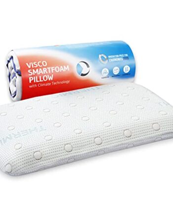 Kopfkissen MIZAR für Bauchschläfer, orthopädisches Bauchschläfer-Kissen mit zertifizierter Ergonomie aus weichem Visco-Schaum von nur 7 cm Höhe, mit thermoregulierendem Klima-Bezug, 60 x 40 x 7 cm