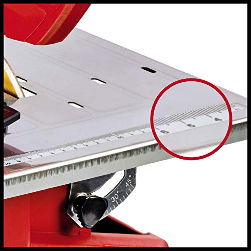 Einhell Fliesenschneidmaschine TC-TC 800(800 W,2.950 min-1,neigbarer Edelstahltisch mit Winkelskala,verstellbarer Winkelanschlag, Parallelanschlag mit Skala,inkl. Diamanttrennscheibe 180),Rot/Schwarz - obrazek 6