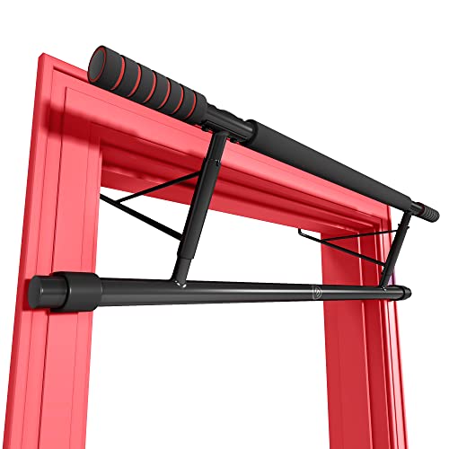 BeMaxx Klimmzugstange für Türrahmen ohne Schrauben/Bohren + Trainings-eBook - Profi Türreck Pull Up Dip Bar, gepolsterte Griffe | Klimmzug Stange zum Einhängen in Tür Zuhause, Fitness Workout Sport