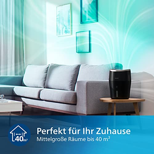 Philips Series 2000 Luftbefeuchter – für Räume bis 40 m², mit NanoCloud-Technologie, 3 Geschwindigkeitsstufen, Sleep-Modus, 2-Liter-Tank (HU4814/10) - obrazek 5
