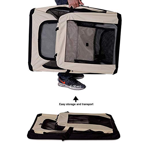 lionto Hundetransportbox Hundetasche Hundebox Faltbare Kleintiertasche Größe XXL Farbe Beige - obrazek 4