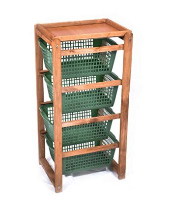 Delta Trade Italia Woody Holzwagen, dunkel, 38 x 32 x 82 cm, Holz