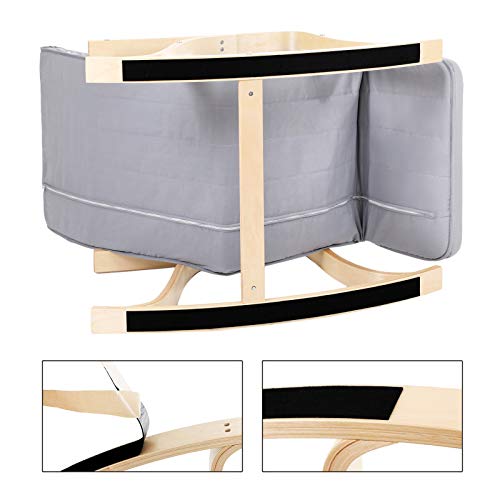 SONGMICS Schaukelstuhl aus Birkenholz, Schaukelsessel, 5-fach verstellbare Fußstütze, Bezug aus Baumwolle, bis 150 kg belastbar, Wohnzimmer, Schlafzimmer, hellgrau LYY41G - obrazek 2