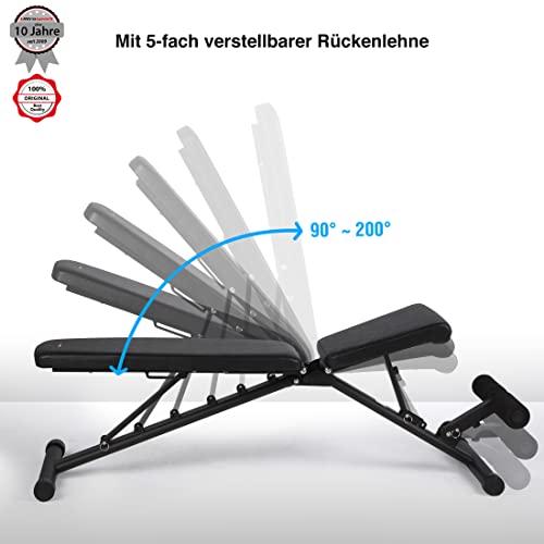 Ultrasport Universal-Hantelbank, Trainingsbank klappbar und belastbar bis 500 kg, vielseitig zuhause einsetzbar als Fitnessbank oder Bauchmuskeltrainer und bei Nichtgebrauch schmal zusammenklappbar - obrazek 6