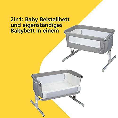 Safety 1st Beistellbett Calidoo, höhenverstellbares Babybett, gemütlich und weich gepolstert, das Beistellbettchen ist nutzbar ab der Geburt bis max. 9 kg, warm grey - obrazek 6