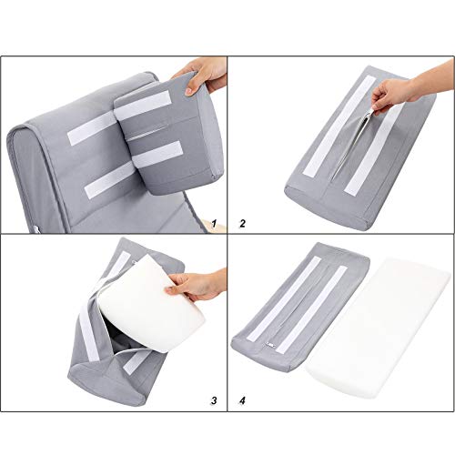 SONGMICS Schaukelstuhl aus Birkenholz, Schaukelsessel, 5-fach verstellbare Fußstütze, Bezug aus Baumwolle, bis 150 kg belastbar, Wohnzimmer, Schlafzimmer, hellgrau LYY41G - obrazek 3