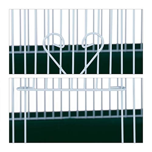 Relaxdays Vogelkäfig, klein, Wellensittich, Kanarienvögel, Sitzstange, Futternapf, HxBxT 49,5 x 34,5 x 28 cm, weiß/grün - obrazek 4