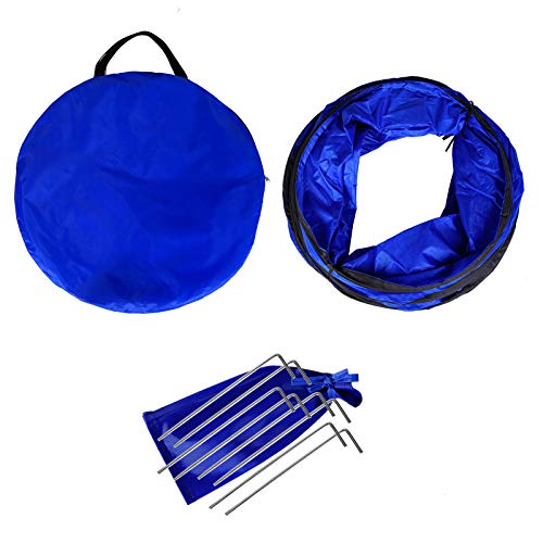 lionto Hundetunnel Spieltunnel Hundehöhle Agilitytunnel Blau Größe (L) 500 x60 cm - obrazek 6