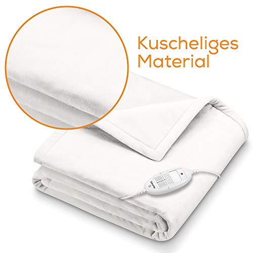 Beurer HD 75 Heizdecke, kuschelige Wärmedecke mit 6 Temperaturstufen, Sicherheitssystem und Abschaltautomatik, maschinenwaschbar, weiß - obrazek 4
