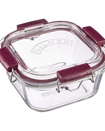 Frischhaltedose aus Borosilikatglas mit auslaufsicherem Clipverschluss-System, BPA-frei, backofen- und mikrowellenfest, 750 ml, Maße: 17,5 x 17,5 x 8,5 cm