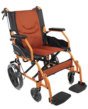 Mobiclinic, Transit-Rollstuhl, Modell Pyramide, Aluminium, Klappbar, Sitz 41 cm, Bremse an den Griffen, für Behinderte und ältere Menschen, Fußstütze, Armlehnen, orthopädisch, geringes Gewicht