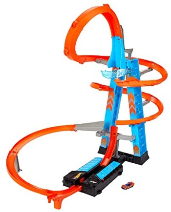 Hot Wheels GJM76 - Himmelscrash Turm 83 cm hoch mit batteriebetriebenem Beschleuniger und mit Looping, Geschenk für Kinder ab 5 Jahren