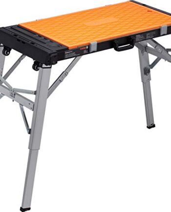 Meister Universal-Werkbank 4 in 1 - Tritt-Hocker - Rollbrett - Transportroller - 85 cm Arbeitshöhe - mit Ablagefächern und Wendbarer Arbeitsplatte/Höhenverstellbare Werkzeugbank/Werktisch/ 9079620