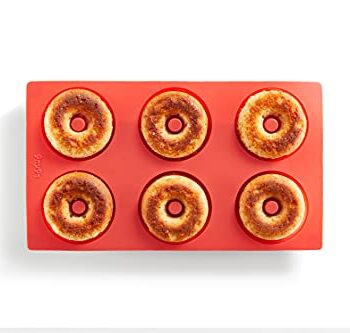 Lékué Doughnut 0620406R01 Backform, Silikon, 6 Mulden, Rot