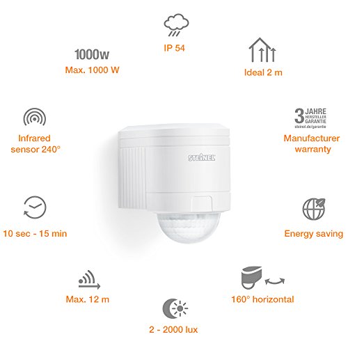 Steinel Bewegungsmelder IS 240 DUO weiß, 240° Bewegungssensor, 12 m Reichweite, Innen und Außen, inkl. Eckwandhalter - obrazek 4